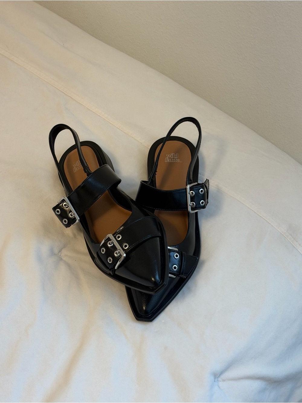 wild fable Black Pointed Buckle Slingback Flats